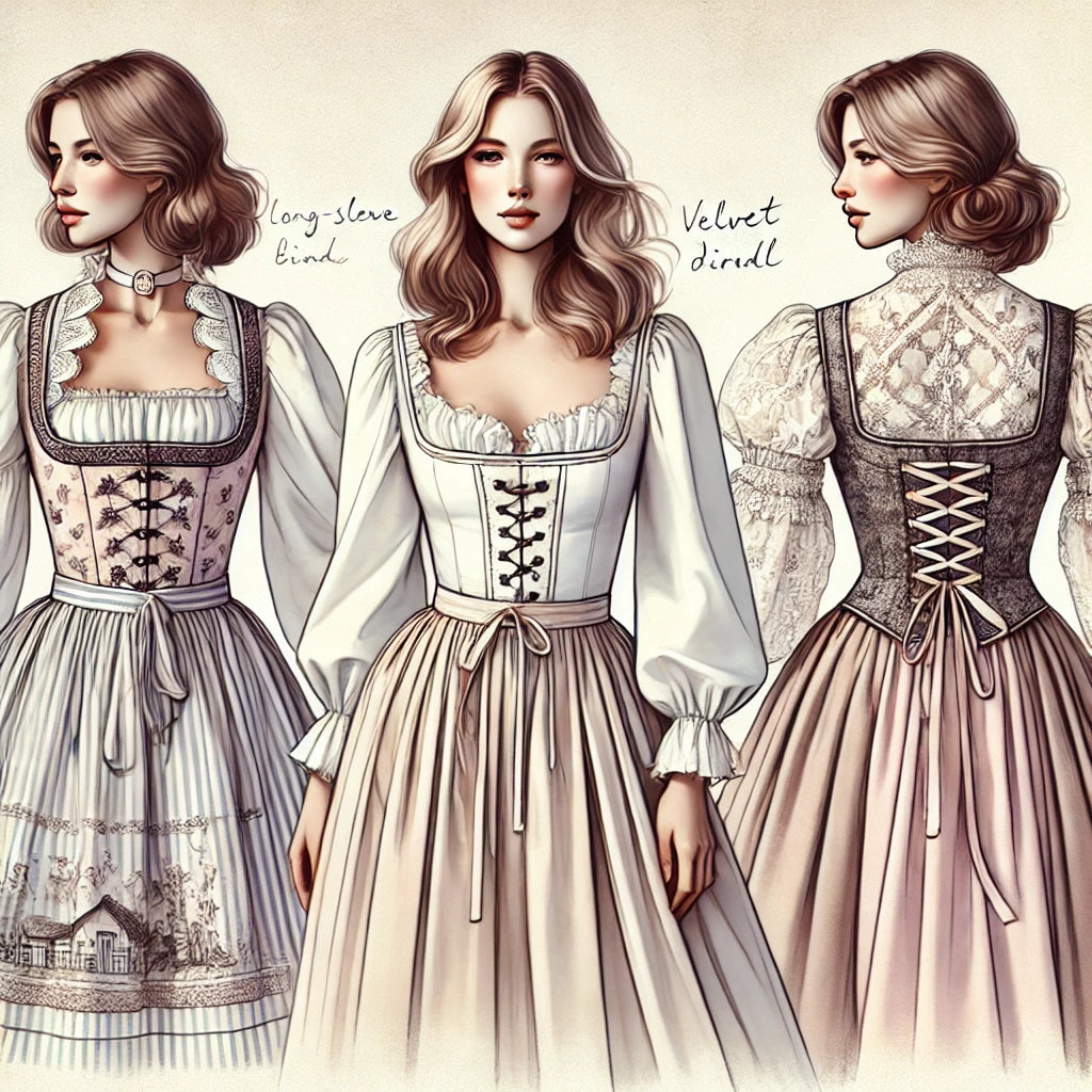 Krása dirndl blůzů s dlouhým rukávem, sametové dirndls a dlouhého rukávů dirndlblous